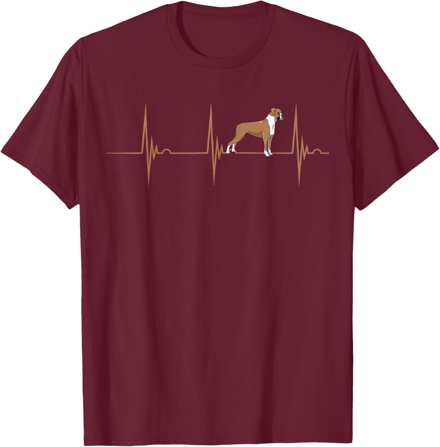 Boxer Dog Owner Heartbeat EKG Pulse Boxer Dog Lover Breeder Men Women Girls Kids T-Shirt - T-Shirt | Maroon