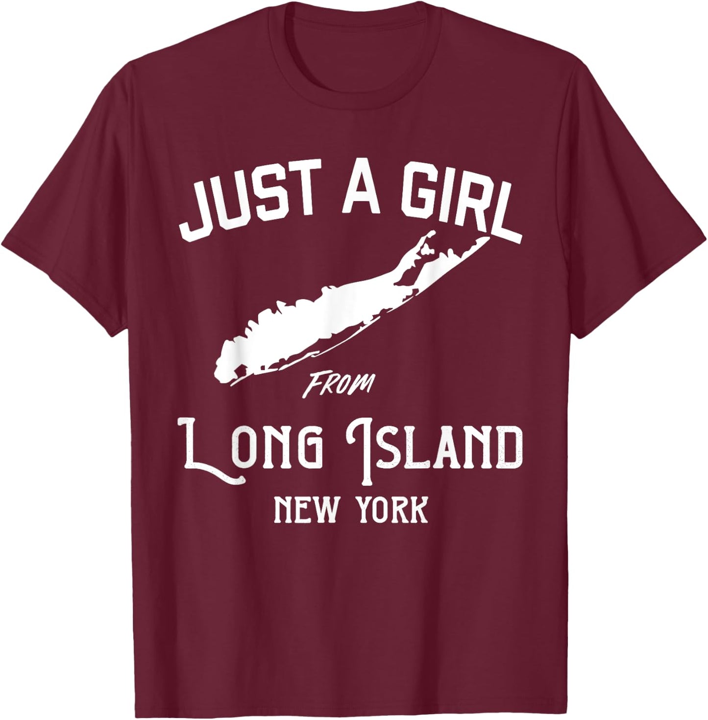 Long Island New York Souvenir , Girl, Wife Map T-Shirt - T-Shirt | Maroon