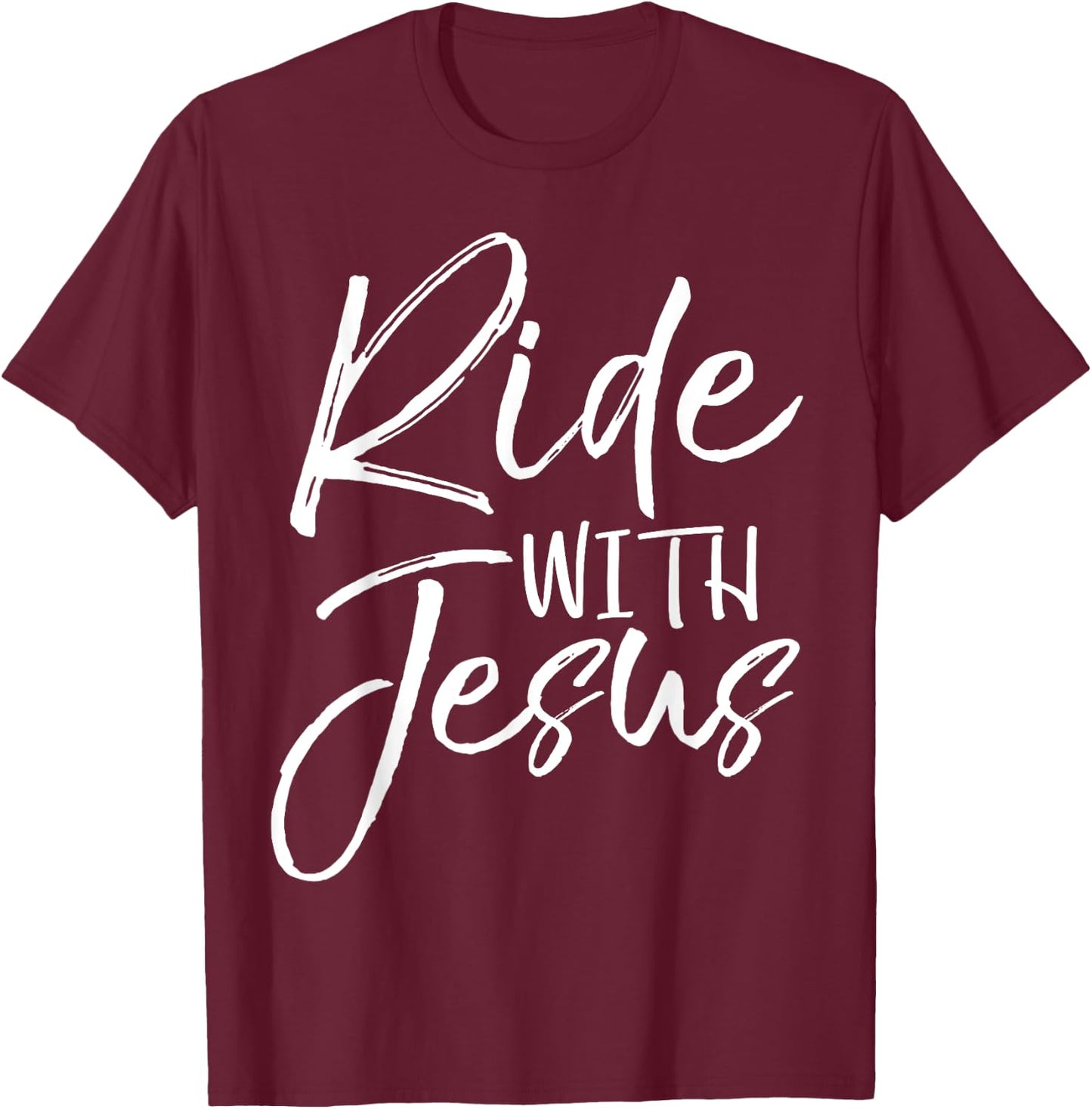 Christian Biker Gift Bike Riding Quote Fun Ride with Jesus T-Shirt - T-Shirt | Maroon