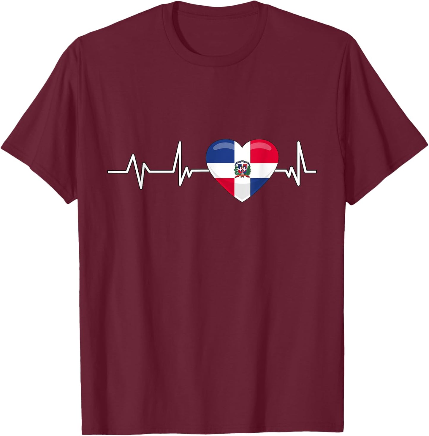 Dominican Republic Heartbeat Gift Dominican Republic T-Shirt - T-Shirt | Maroon