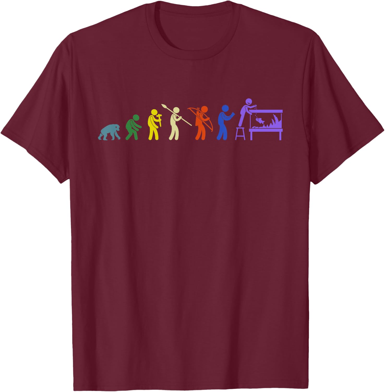 Aquarium Evolution - Fish Keeper Fishkeeping Aquascaper T-Shirt - T-Shirt | Maroon