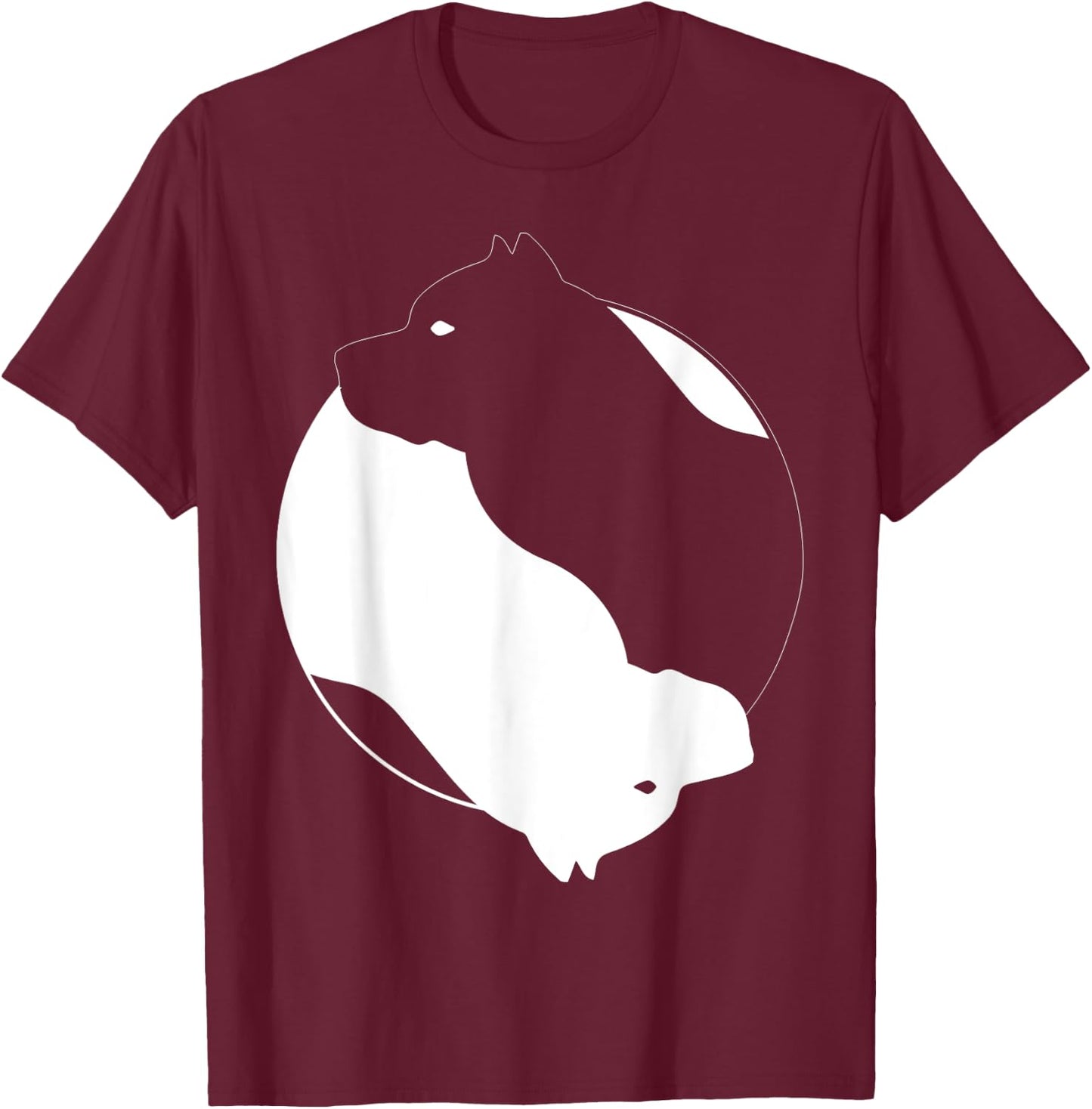 Yin Yang Pitbull Funny Pittie Symbol Zen Meditation T-Shirt - T-Shirt | Maroon