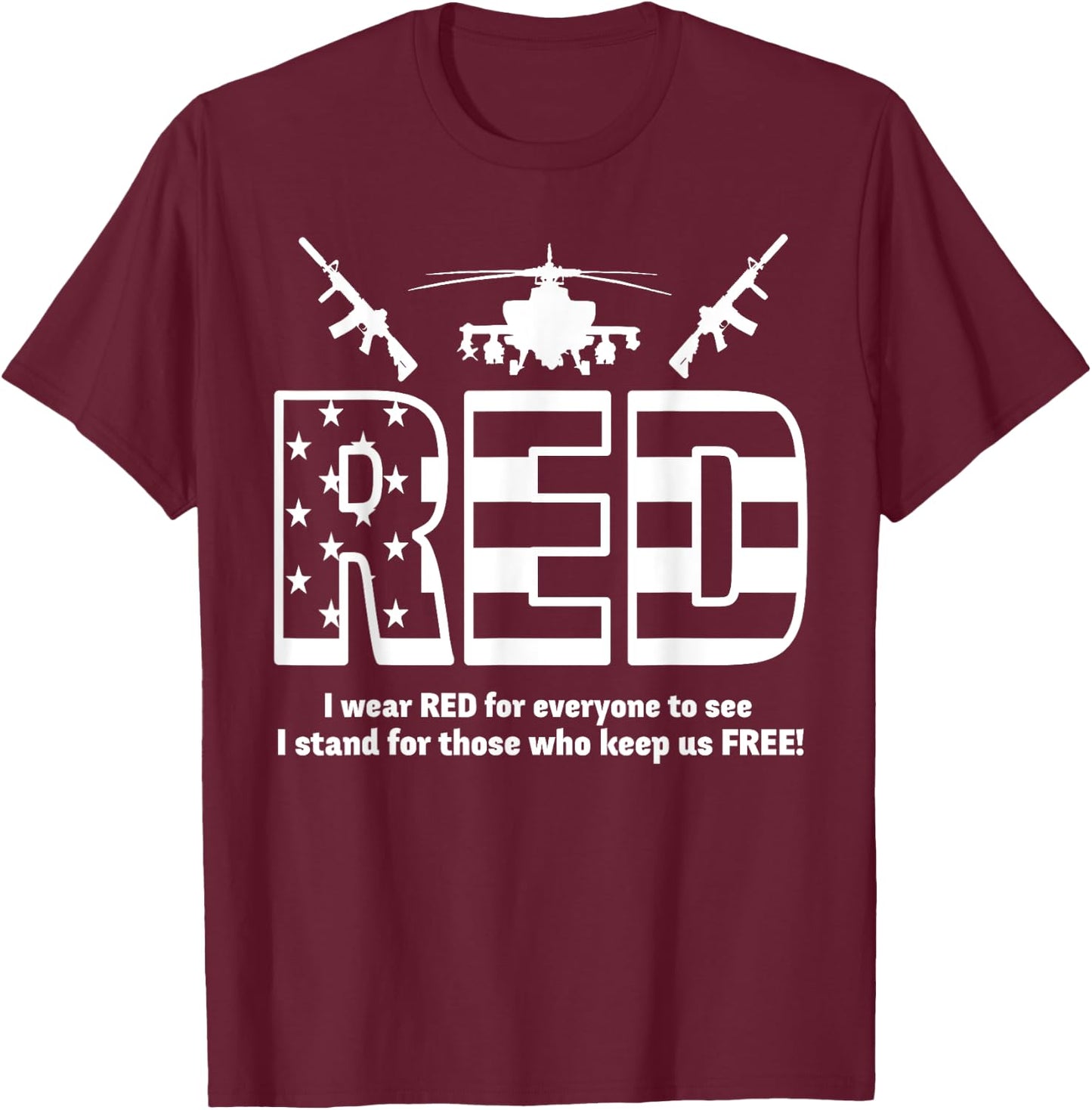 Red Friday Military Shirts Support The Deployed Back Troops T-Shirt - T-Shirt | Maroon