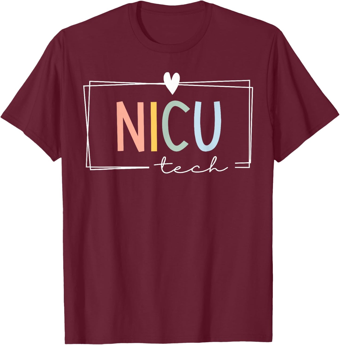 Retro NICU Tech Neonatal Intensive Care Unit ICU Nurse Team T-Shirt - T-Shirt | Maroon