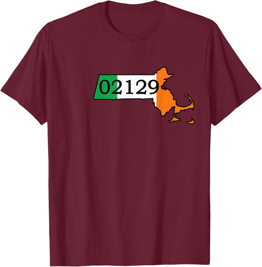 Charlestown 02129 Irish Flag T-Shirt - T-Shirt | Maroon