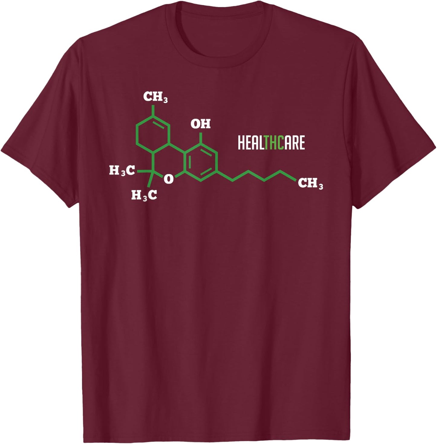 Cannabis Healthcare 420 weed Molecule THC Marijuana Pot Gift T-Shirt - T-Shirt | Maroon