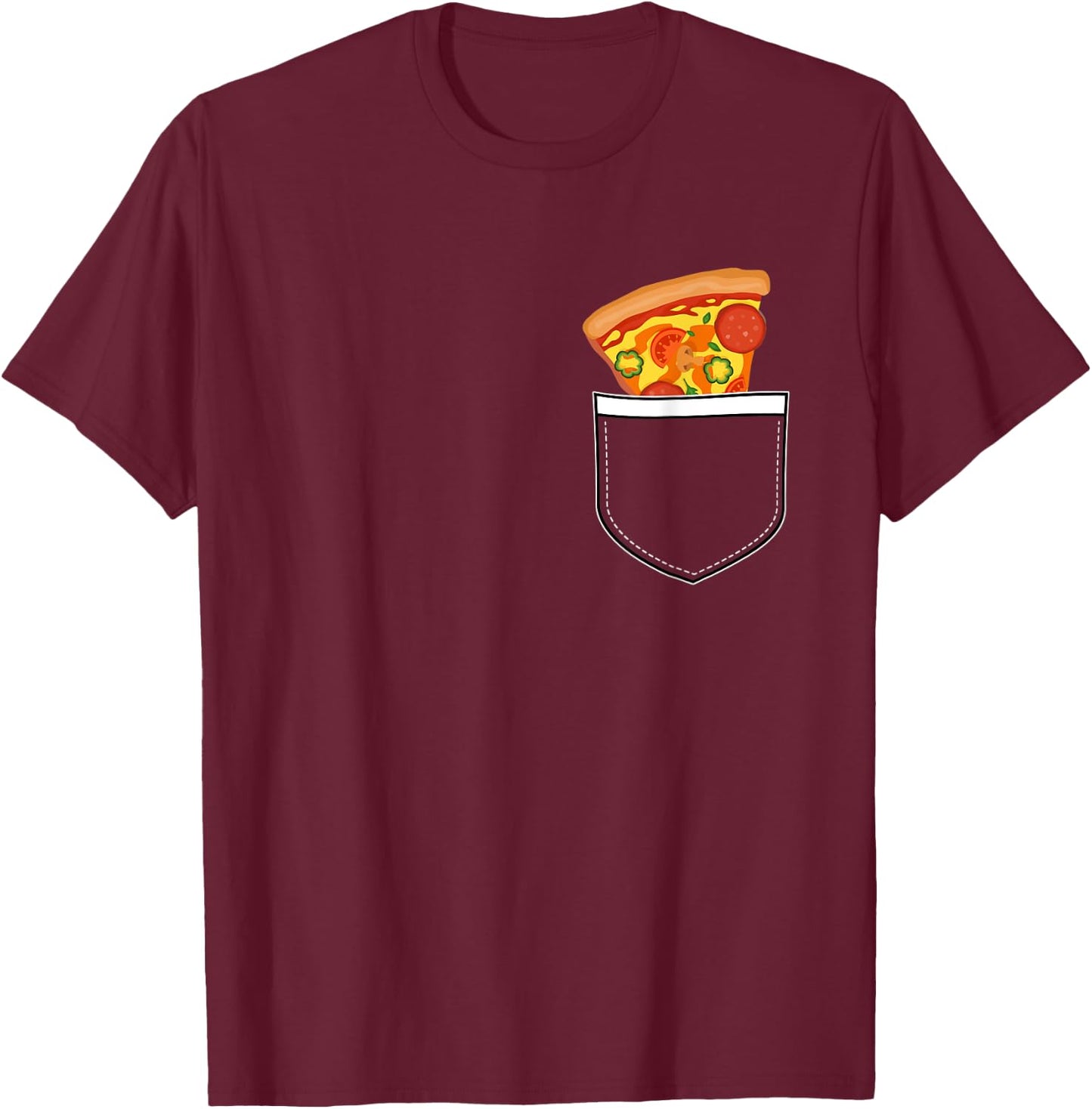 Funny Front Pocket with Pizza Slice Foodie Pizza Lover Gift T-Shirt - T-Shirt | Maroon