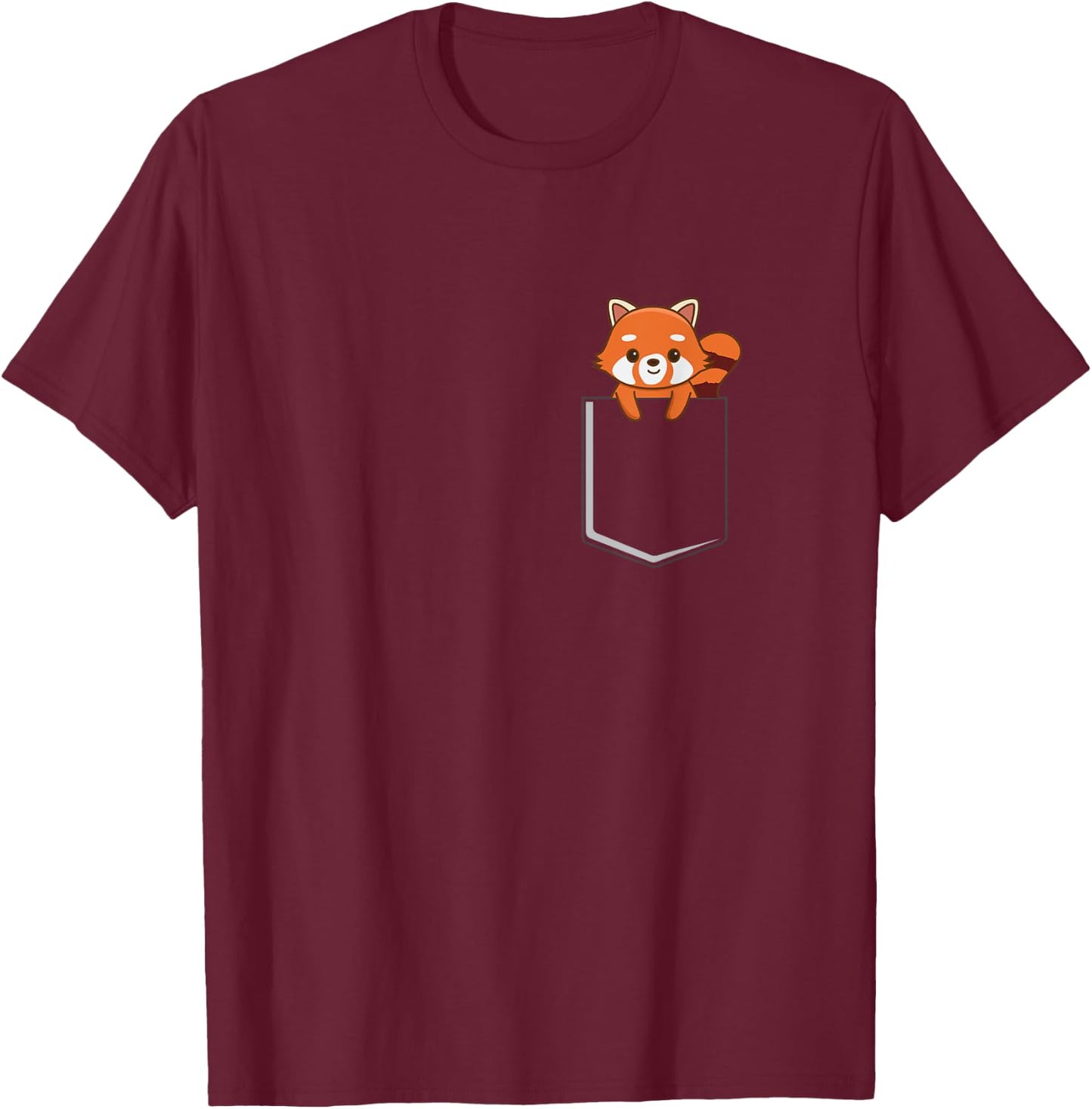 Red Panda In A Pocket Cute Love Red Panda Pocket T-Shirt - T-Shirt | Maroon
