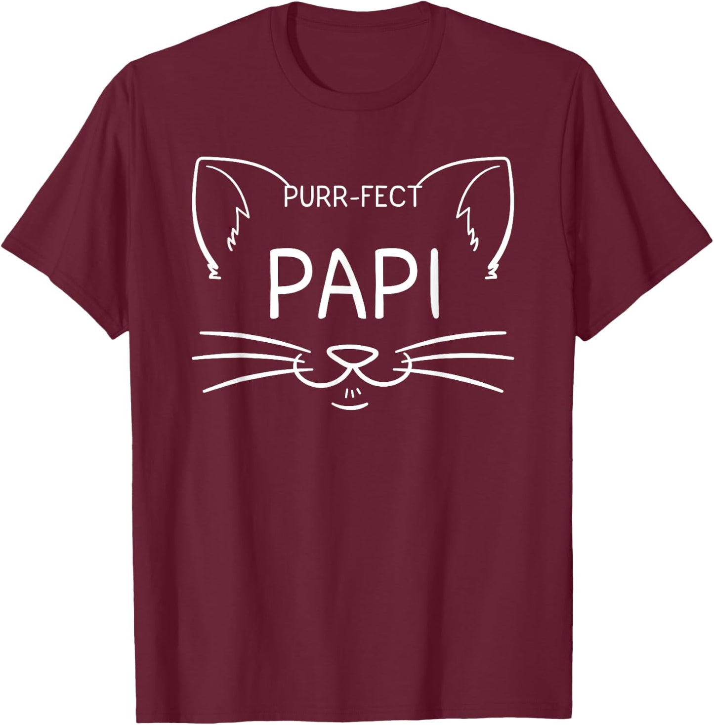 Purr-fect Papi Funny Cat Lover Daddy Dad Father Kitten Owner Women Kids T-Shirt - T-Shirt | Maroon