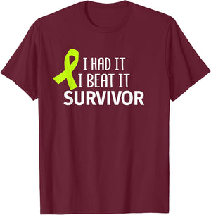 Lymphoma Cancer I Had It I Beat It Survivor Lime Ribbon Gift T-Shirt - T-Shirt | Maroon