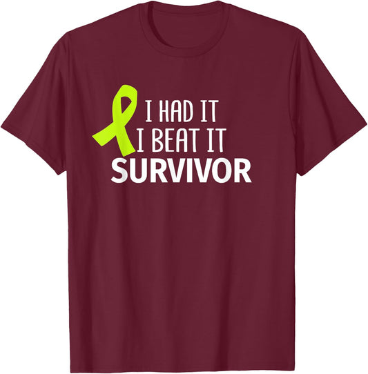 Lymphoma Cancer I Had It I Beat It Survivor Lime Ribbon Gift T-Shirt - T-Shirt | Maroon