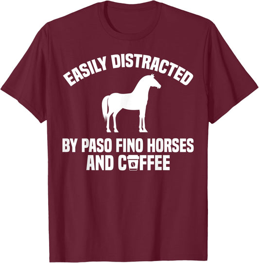 Paso Fino Coffee Apparel - Funny Cute Horse Lover Design T-Shirt - T-Shirt | Maroon