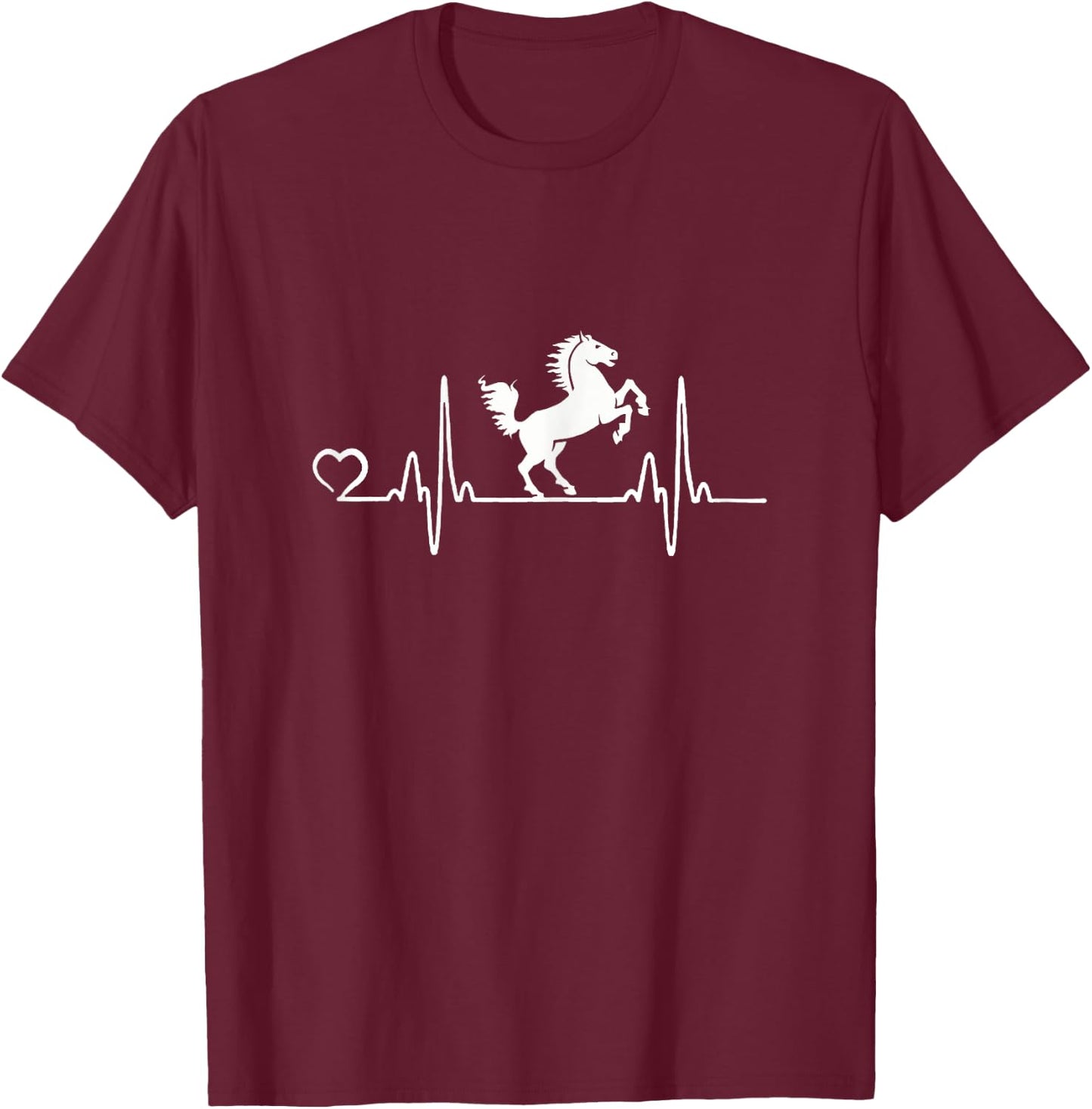 Horse Heartbeat Dressage and Girls Graphic T-Shirt - T-Shirt | Maroon