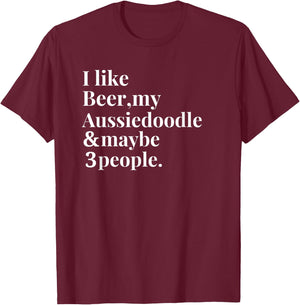 Aussiedoodle Funny Dog Owner Craft Beer Lover Gift Women Men T-Shirt - T-Shirt | Maroon