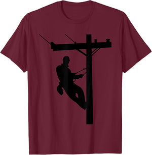 Lineman | Electric Cable Lineman Gift T-Shirt - T-Shirt | Maroon