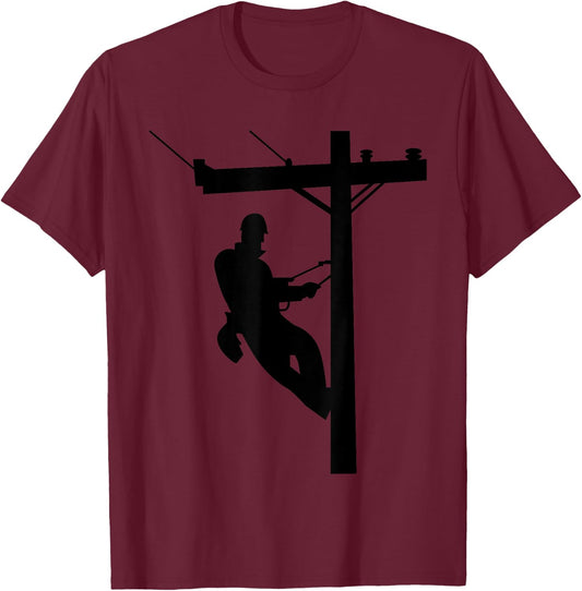 Lineman | Electric Cable Lineman Gift T-Shirt - T-Shirt | Maroon
