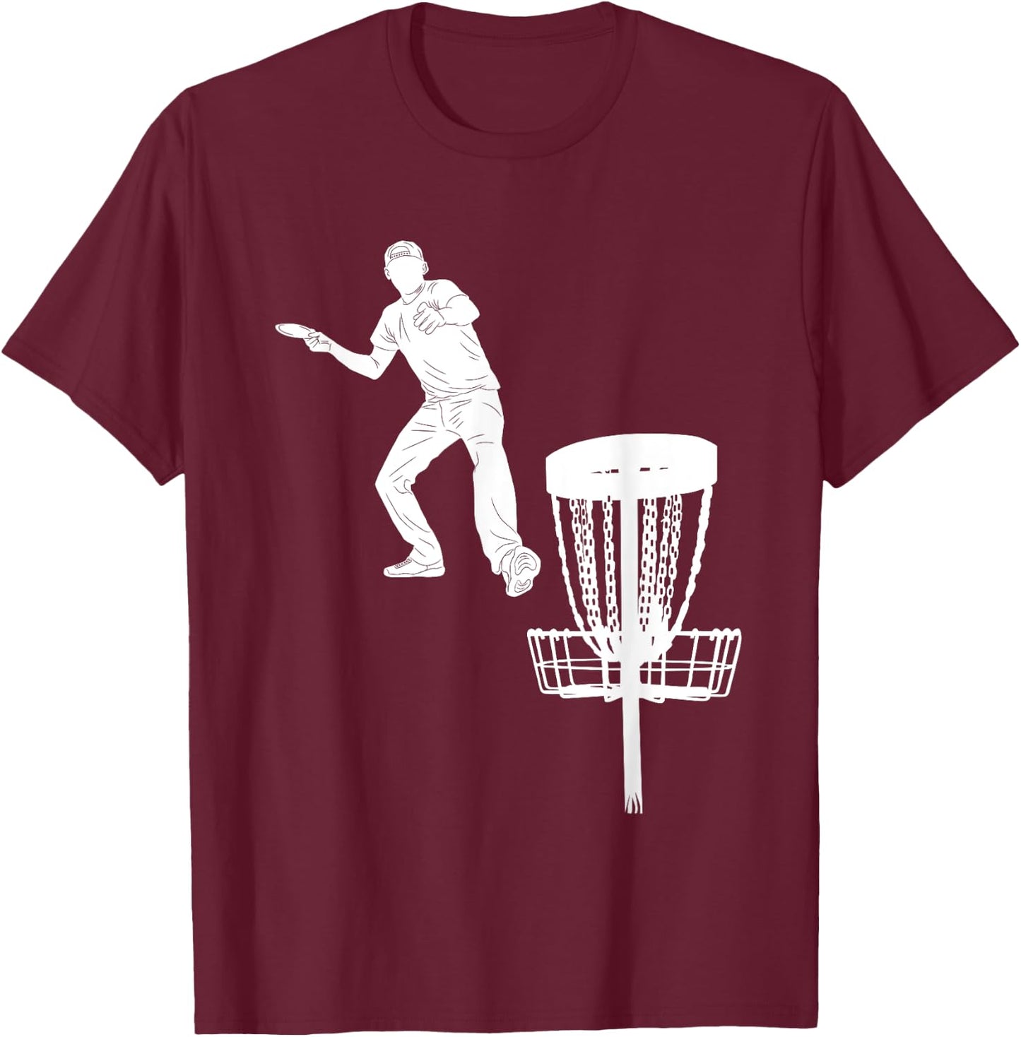 Silhouette American Disc Golf Player Frolf Targeting T-Shirt - T-Shirt | Maroon