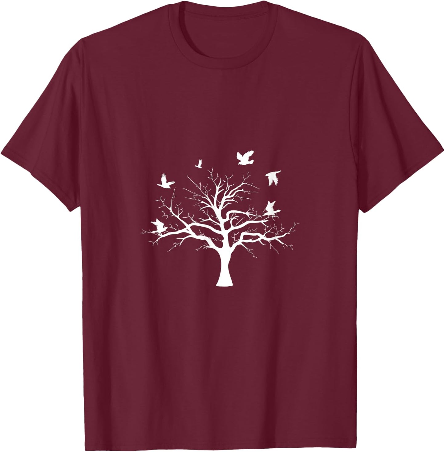 Forest Bird Scary Raven T-Shirt - T-Shirt | Maroon