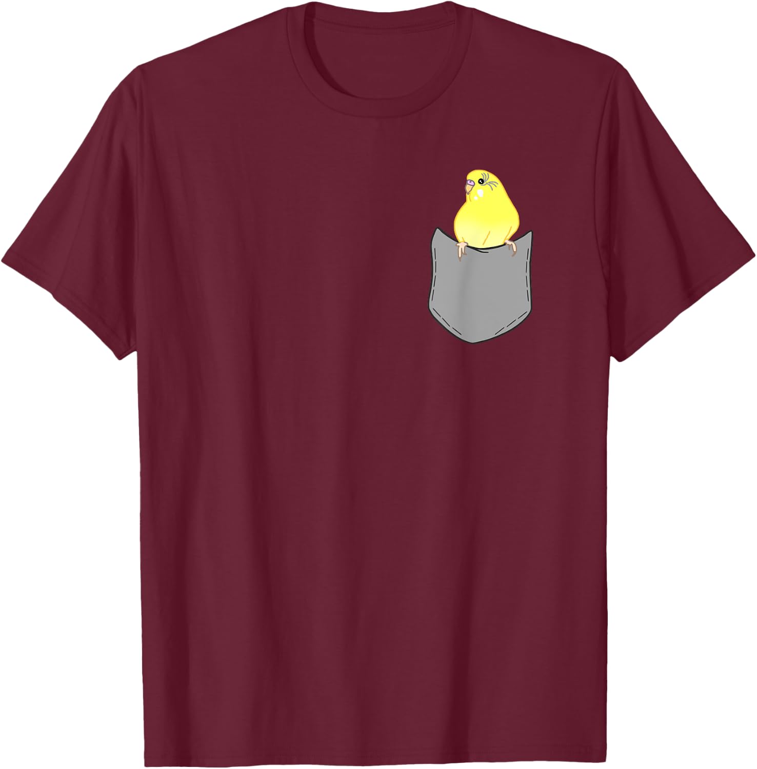 Fake Pocket Yellow Budgie Cute Yellow Budgerigar Birb memes T-Shirt - T-Shirt | Maroon