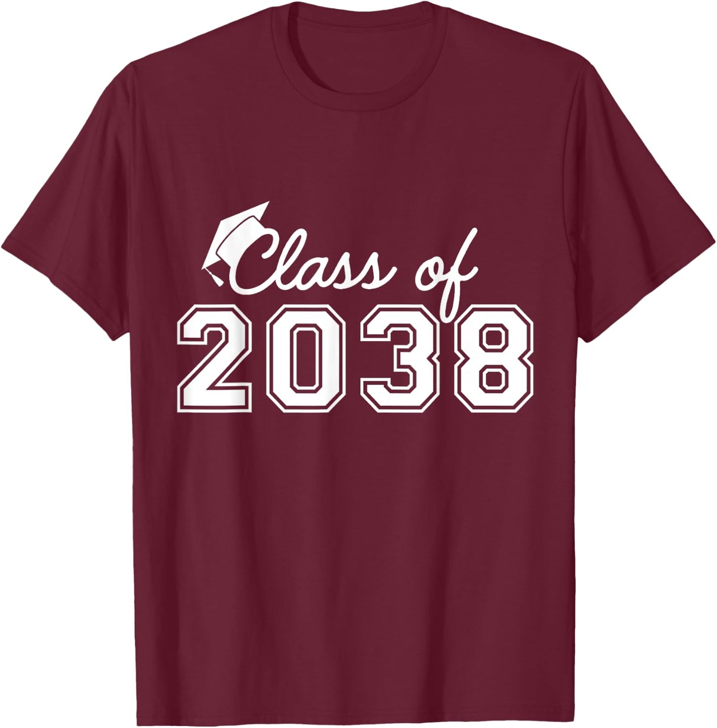 Class Of 2038 Grow With Me Graduation First Day of School T-Shirt - T-Shirt | Maroon