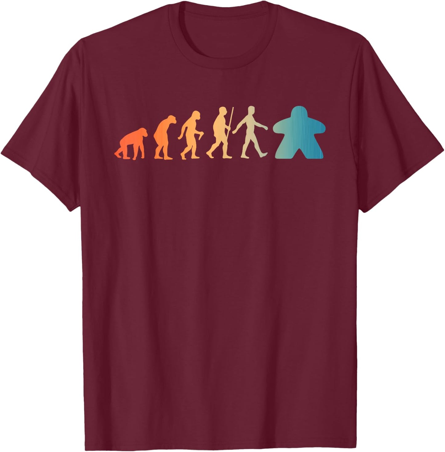Funny Meeple Design Women Meeple Evolution Lovers T-Shirt - T-Shirt | Maroon