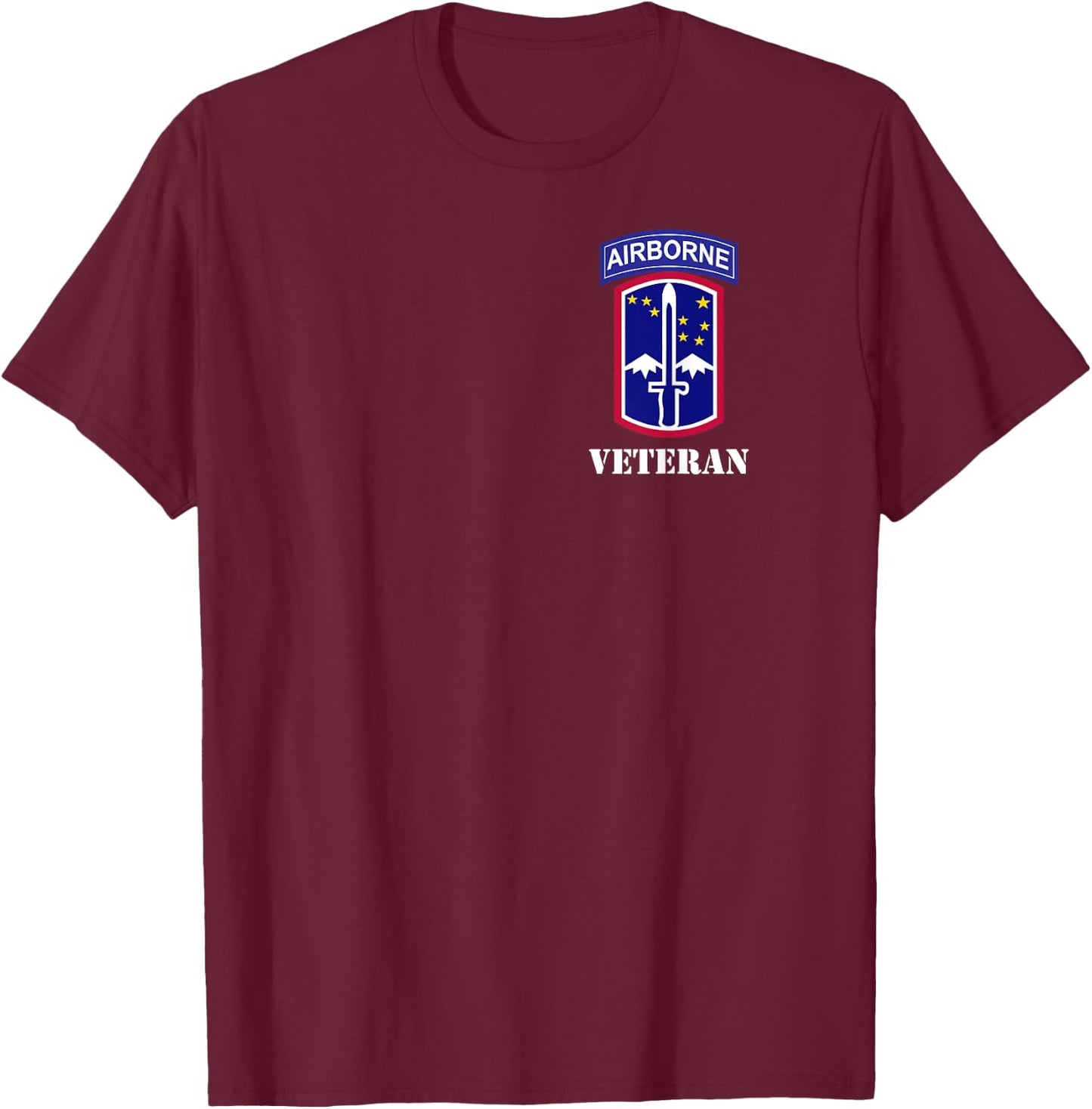 172nd Infantry Patch - Airborne Tab White Veteran chest T-Shirt - T-Shirt | Maroon