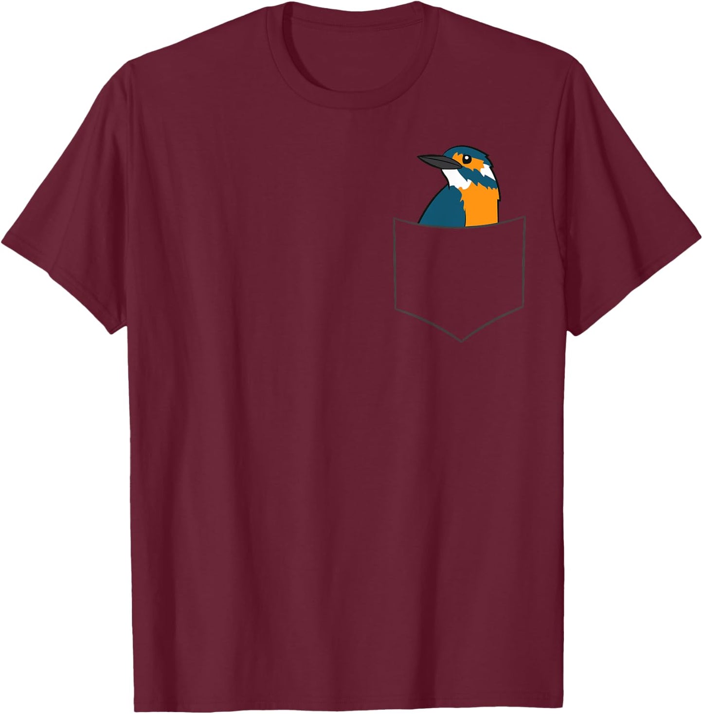 Kingfisher Bird In A Pocket Cute Pocket Kingfishers T-Shirt - T-Shirt | Maroon