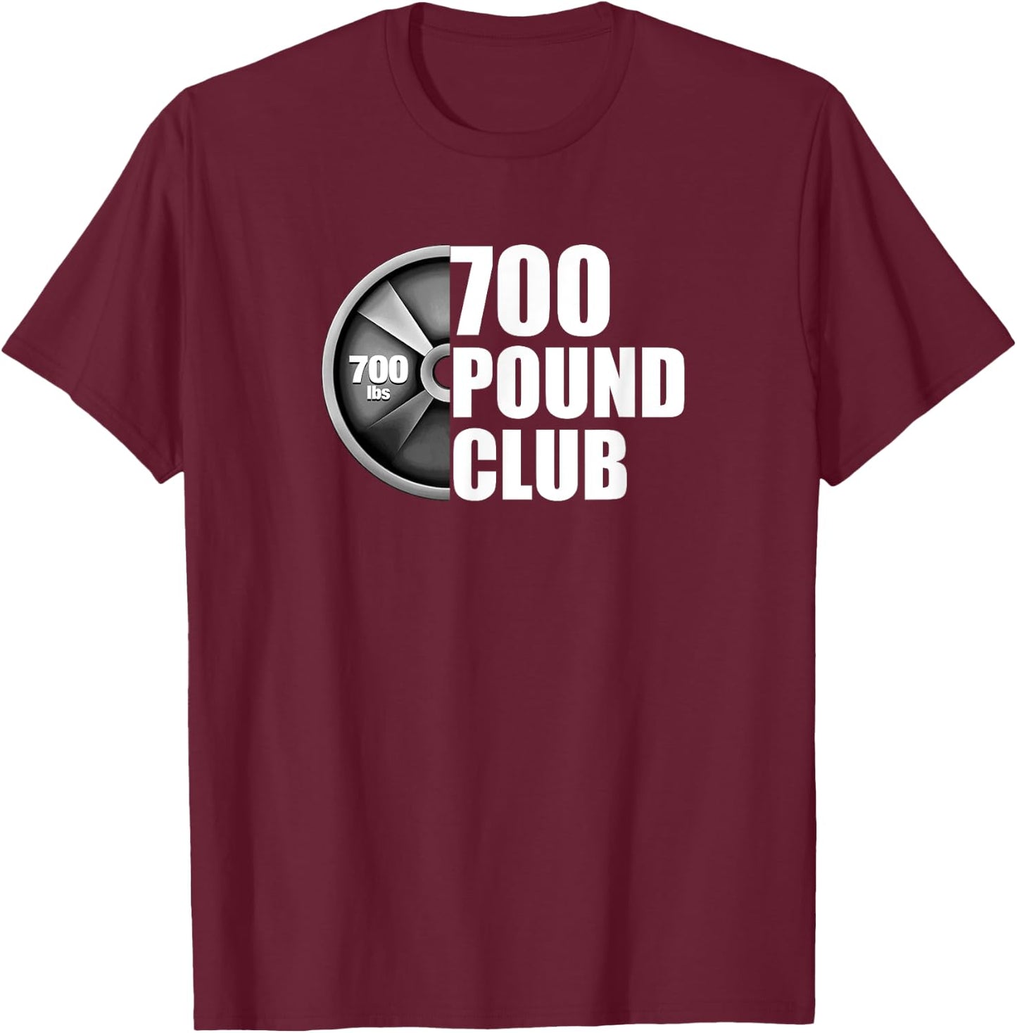 700 Pound Club Powerlifting T-Shirt - T-Shirt | Maroon