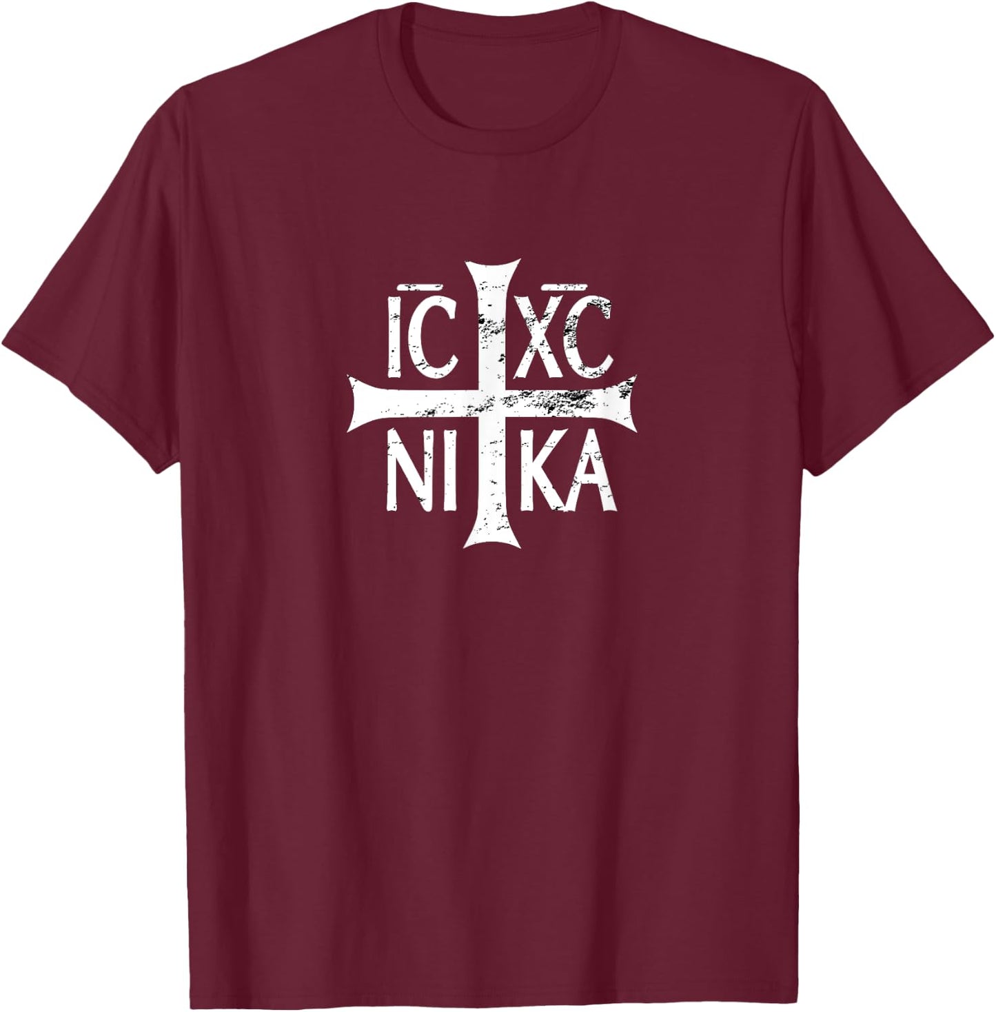 IC XC NIKA cross christian orthodox retro vintage distressed T-Shirt - T-Shirt | Maroon