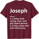 JOSEPH Definition Personalized Name Funny Birthday Gift T-Shirt - T-Shirt | Maroon