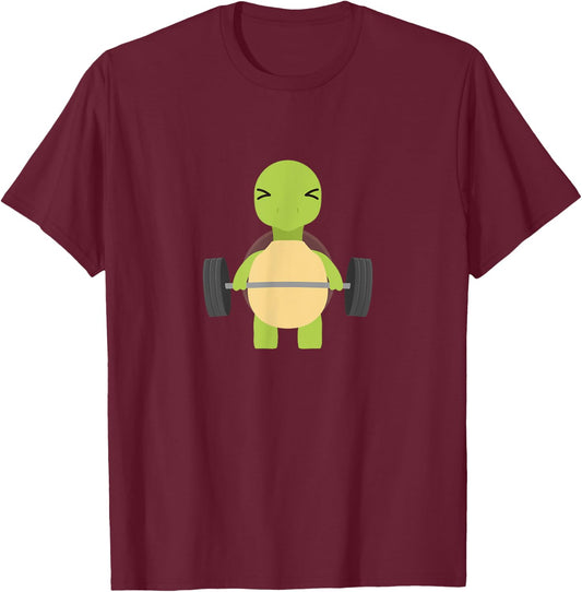 Turtle Deadlift Design - Weight Lifting Gym Workout T-Shirt - T-Shirt | Maroon
