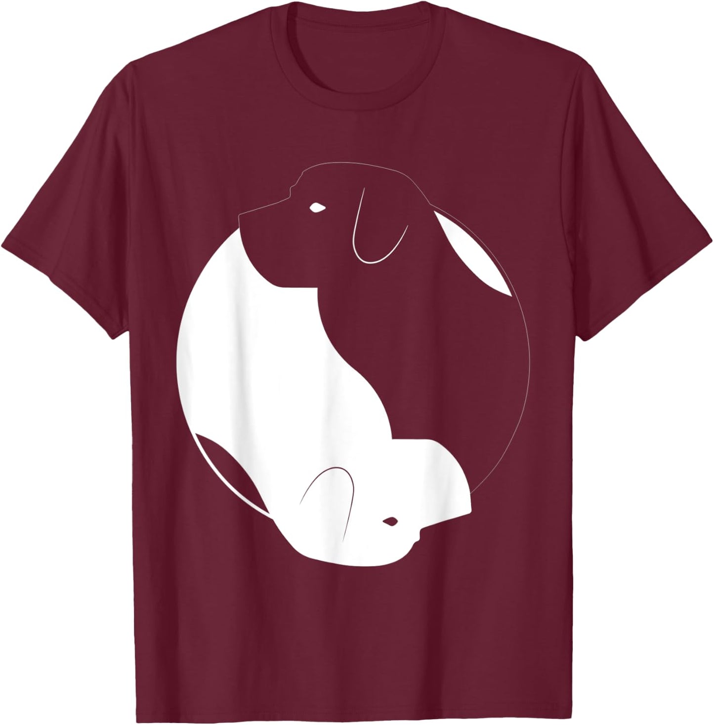 Yin Yang Labrador Funny Retriever Symbol Zen Meditation T-Shirt - T-Shirt | Maroon