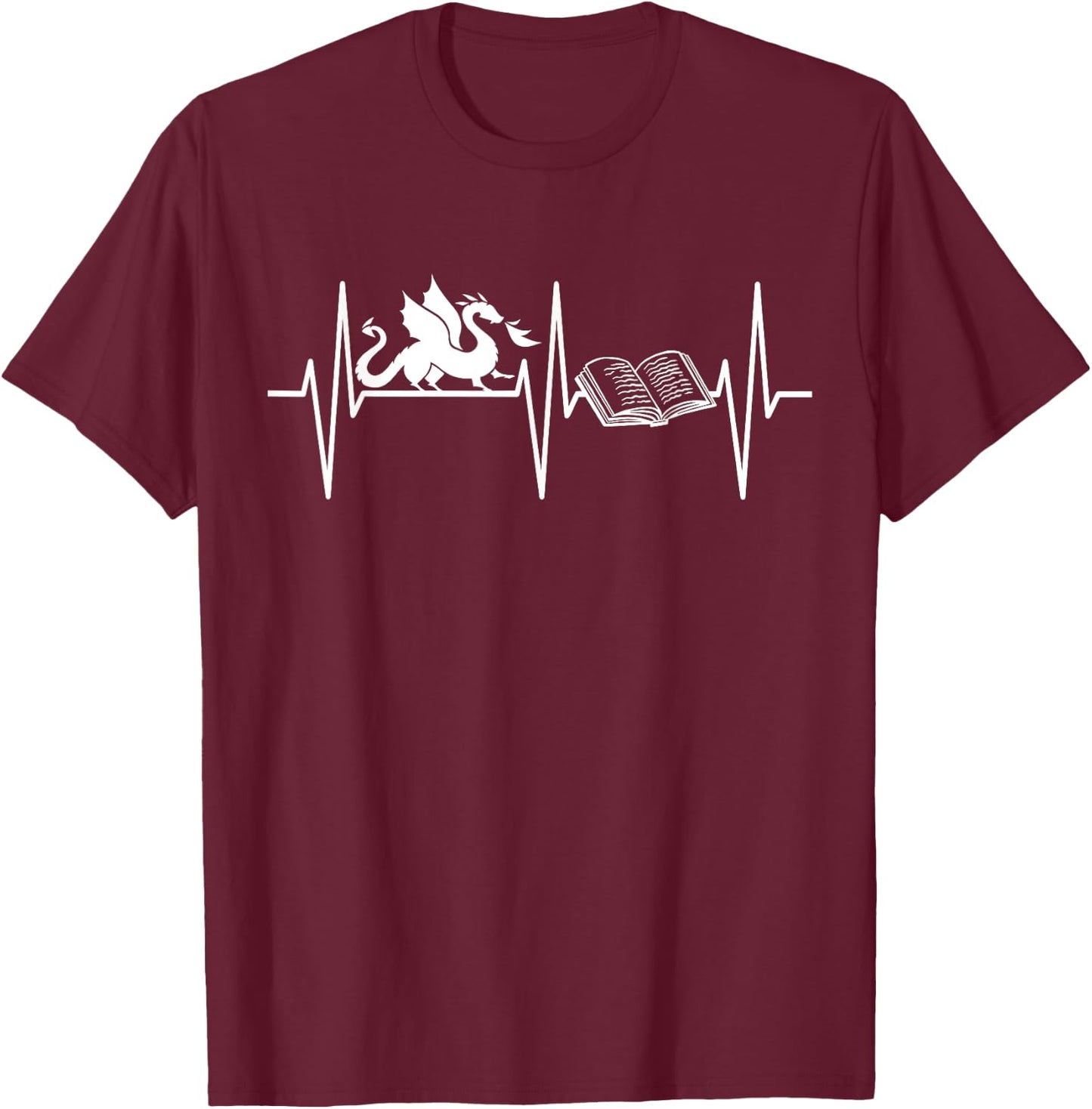Book Dragon Shirt Funny Book Lover Fantasy Dragon Lover T-Shirt - T-Shirt | Maroon