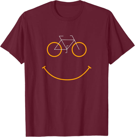 Bike Smiling Face, Funny MTB Cycling T-Shirt - T-Shirt | Maroon
