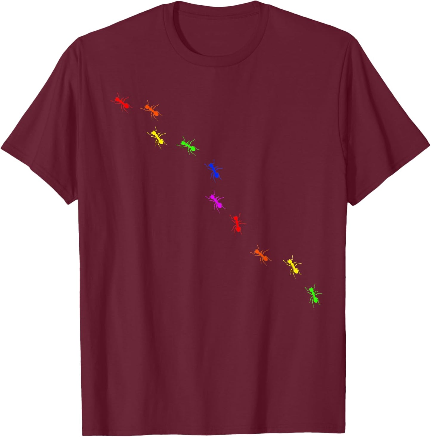 Rainbow Ants Marching Bug Insect T-Shirt - T-Shirt | Maroon