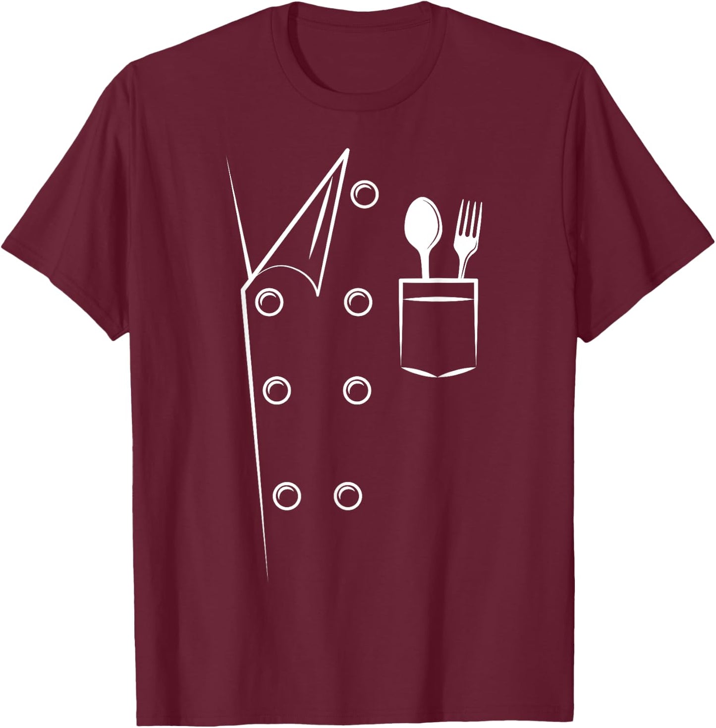 Chef Costume Spoon Fork Culinary Kitchen Chief Cook Cuisine T-Shirt - T-Shirt | Maroon