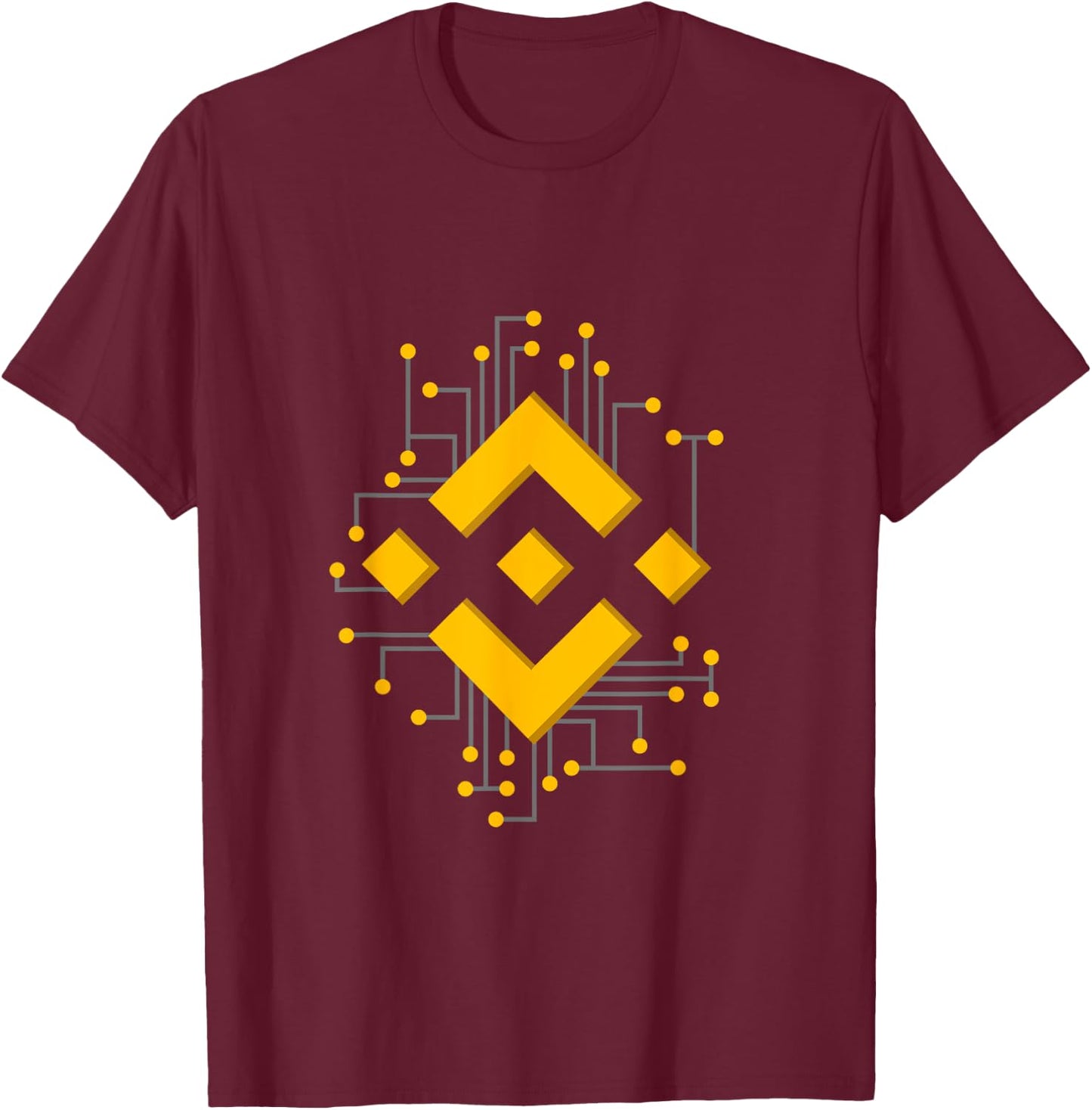 Binance Coin BNB Mechanical Logo Image T-Shirt - T-Shirt | Maroon