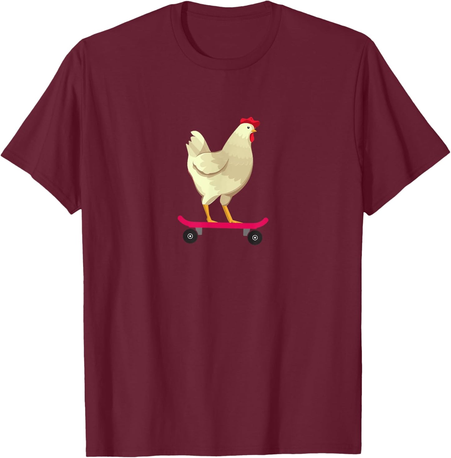 Funny Cute Skateboarding Chicken Animal Gift T-Shirt - T-Shirt | Maroon