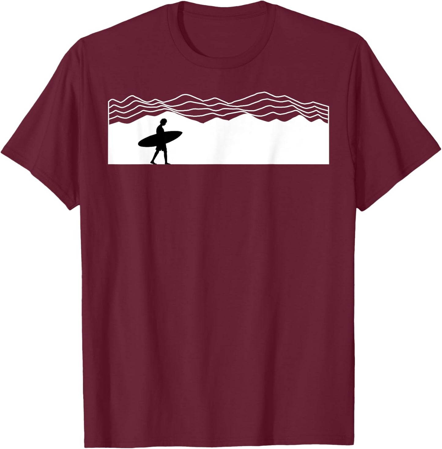 Surfer Boarding Beach Surfboard Summer Wave SurfBoarder Women Kids T-Shirt - T-Shirt | Maroon