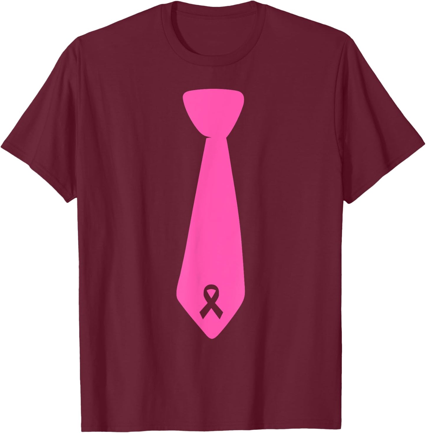 Breast Cancer Awareness Pink Ribbon Tie T-Shirt - T-Shirt | Maroon