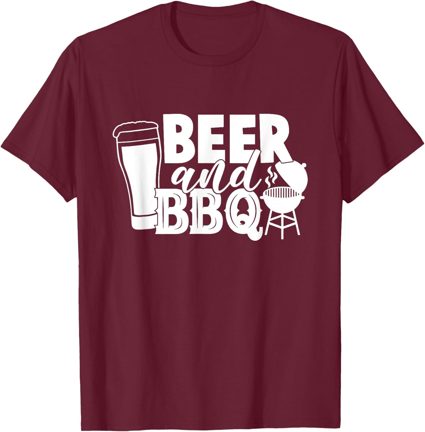 BBQ and Beer. The best summer combination. Cold Beer Hot BBQ T-Shirt - T-Shirt | Maroon
