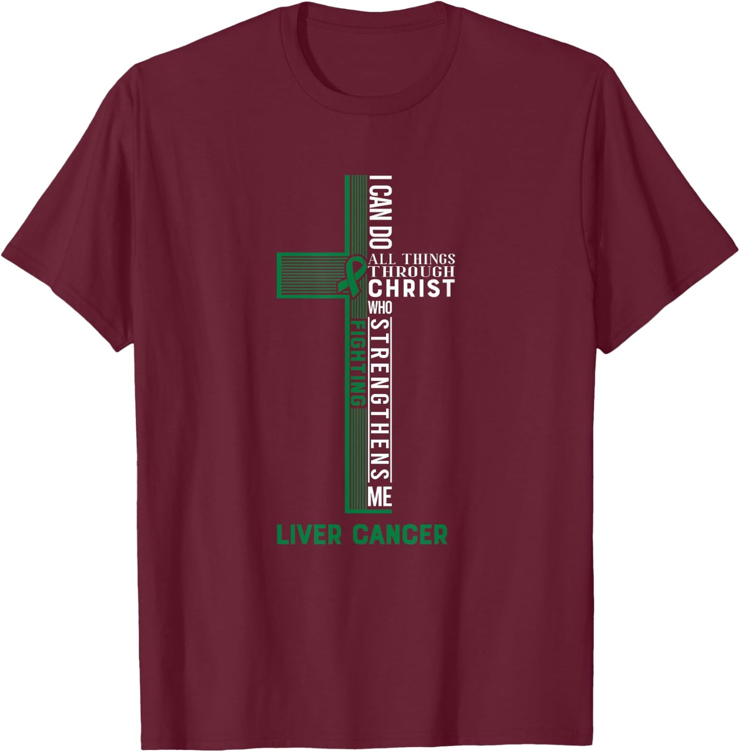 Liver Cancer Fight Cancer Ribbon T-Shirt - T-Shirt | Maroon