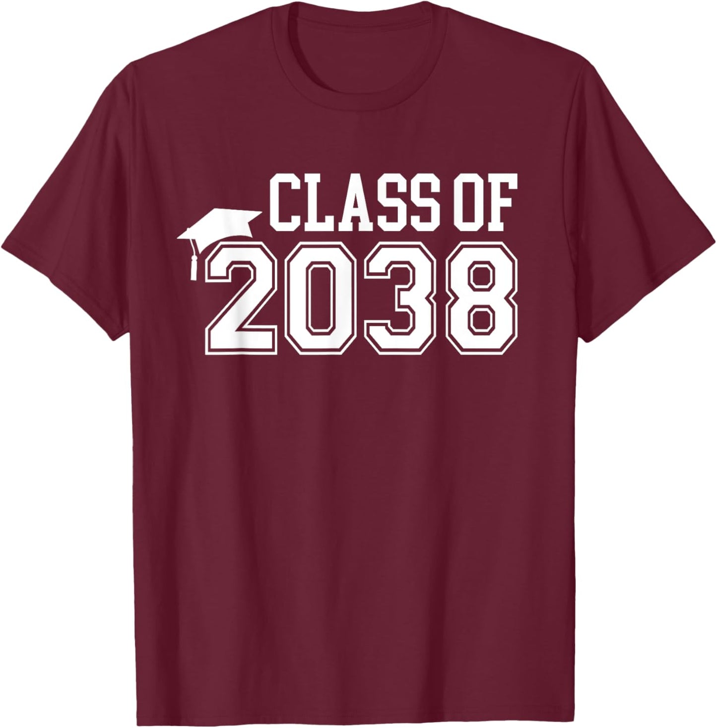 Pre-k Class of 2038 First Day School Grow with Me Graduation T-Shirt - T-Shirt | Maroon
