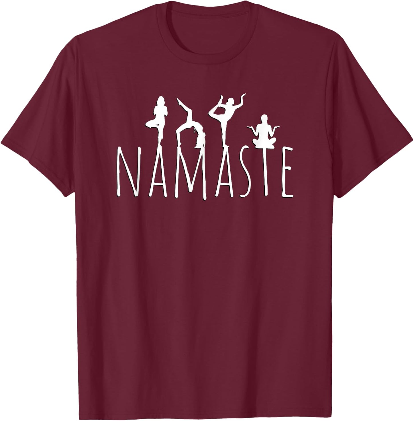 Namaste Yoga Poses Zen Fitness Women Workout Wear T-Shirt - T-Shirt | Maroon