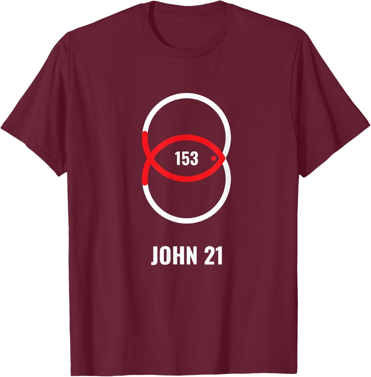 153 Fish - John 21 Jesus T-Shirt - T-Shirt | Maroon