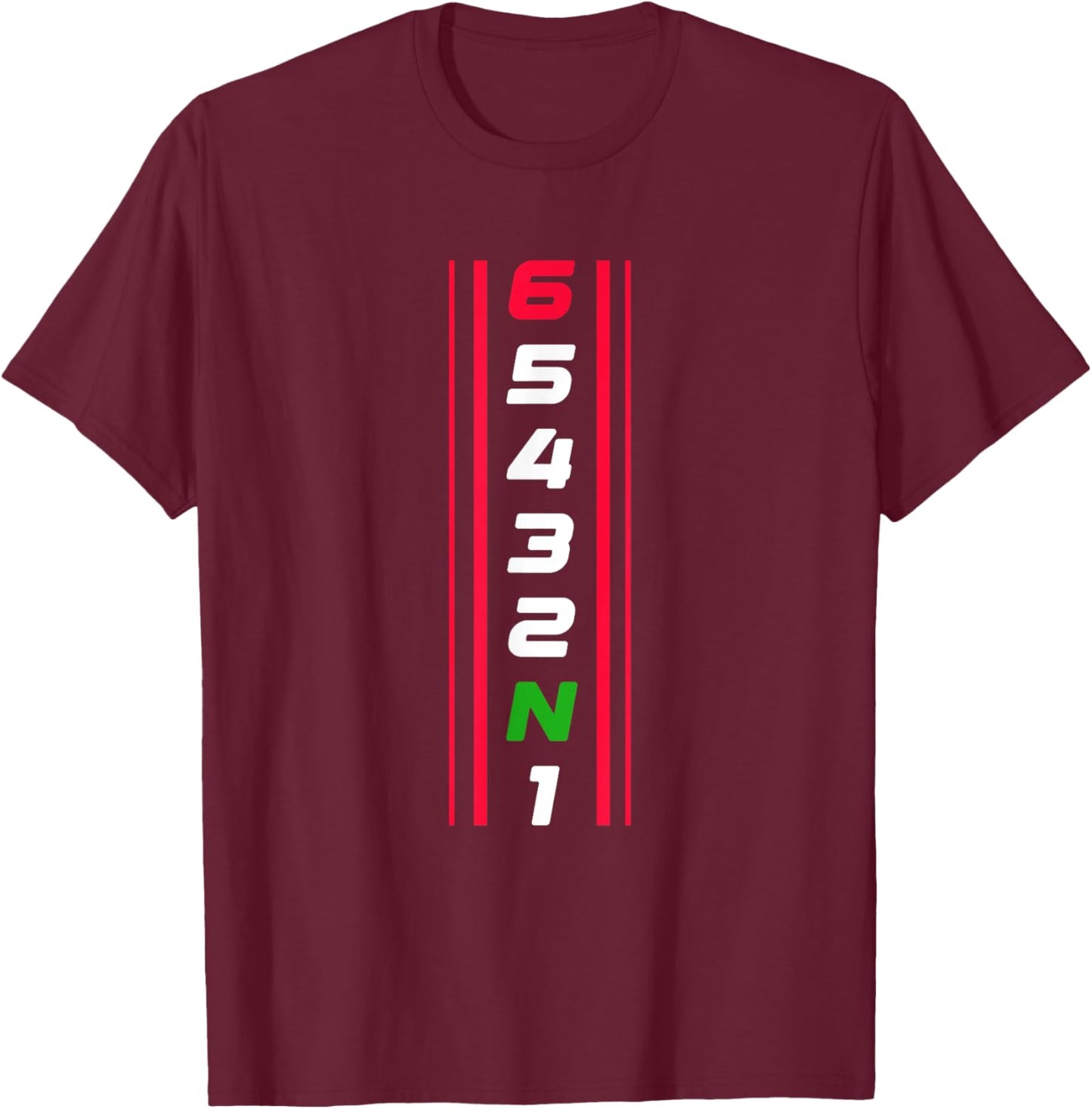 65432N1 Motorcycle Gear Shift Biker Motorcyclist T-Shirt - T-Shirt | Maroon