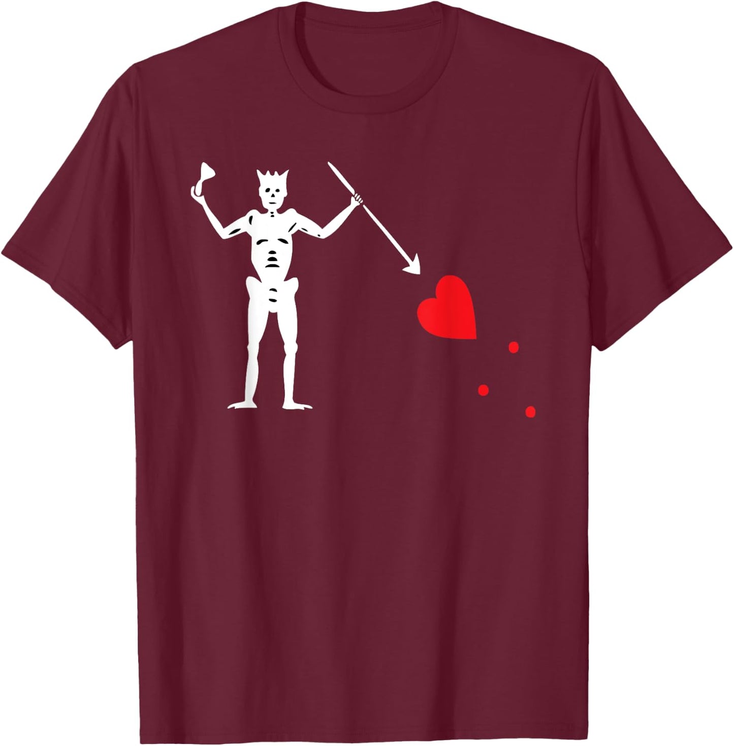 Teerific Teez: PIRATE FLAG (BLACK BEARD) T-Shirt - T-Shirt | Maroon