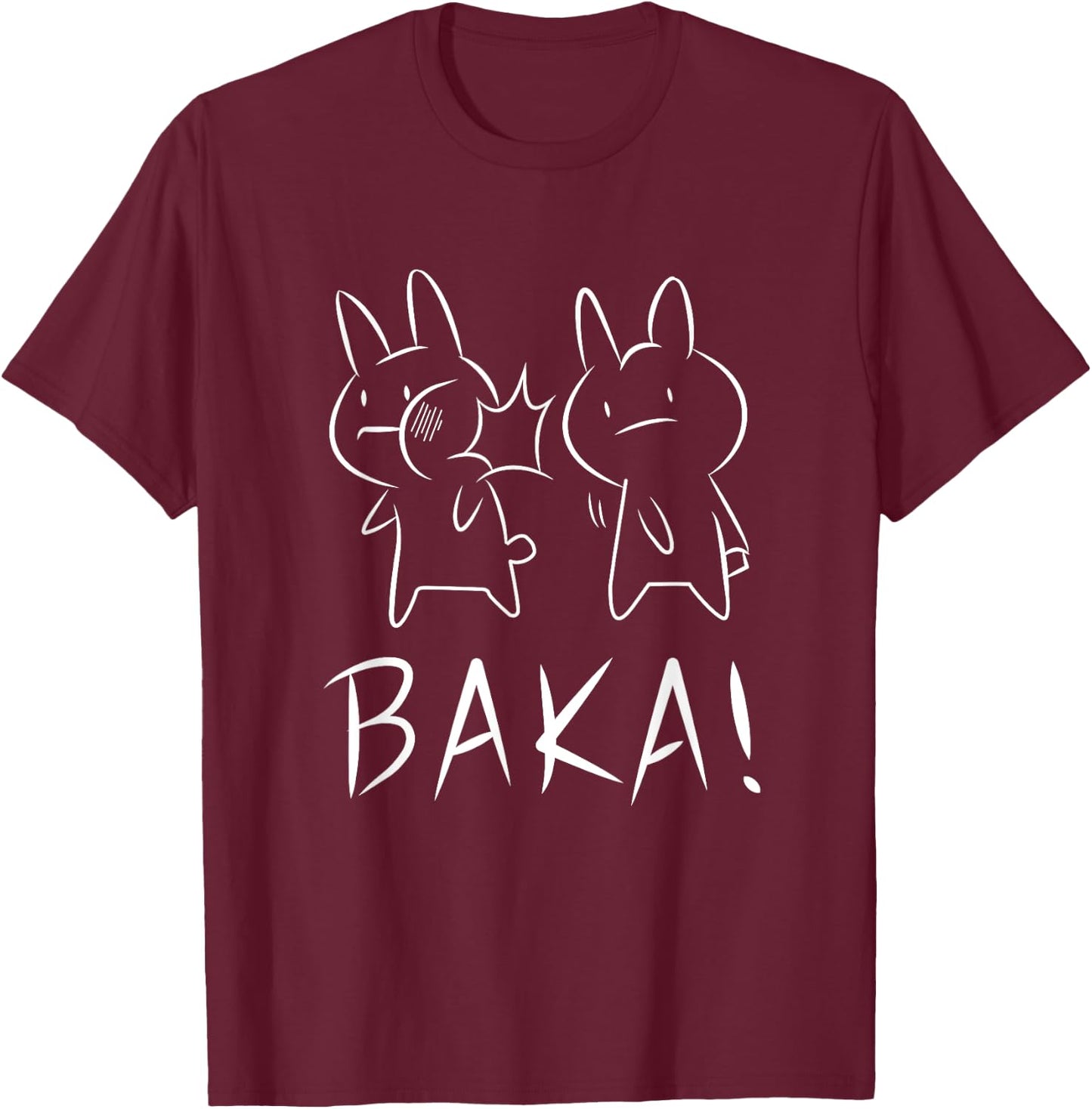 Funny Kawaii Baka Rabbit Slap Anime and Manga T-Shirt - T-Shirt | Maroon