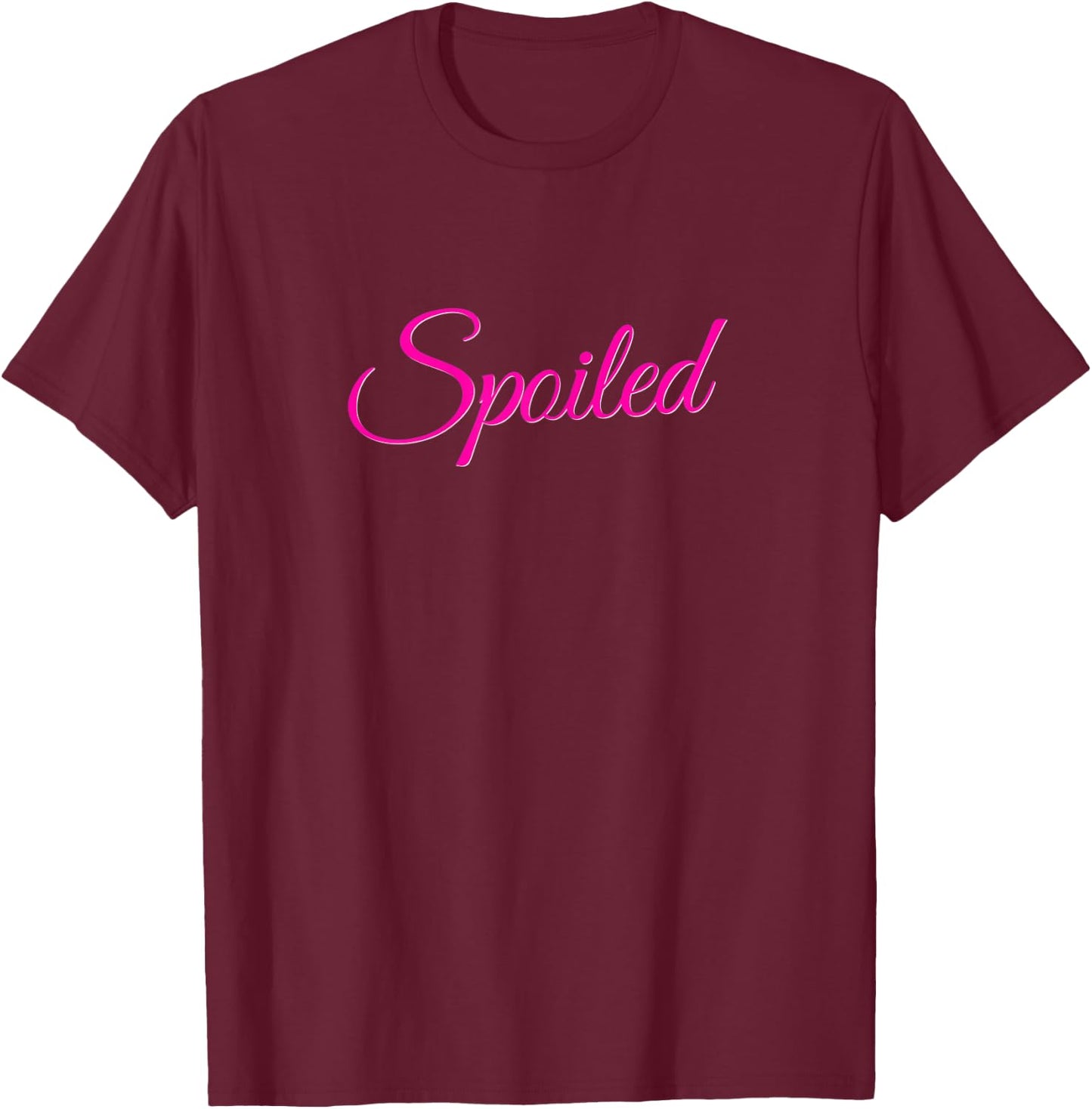 Spoiled - Pink Lettering T-Shirt - T-Shirt | Maroon