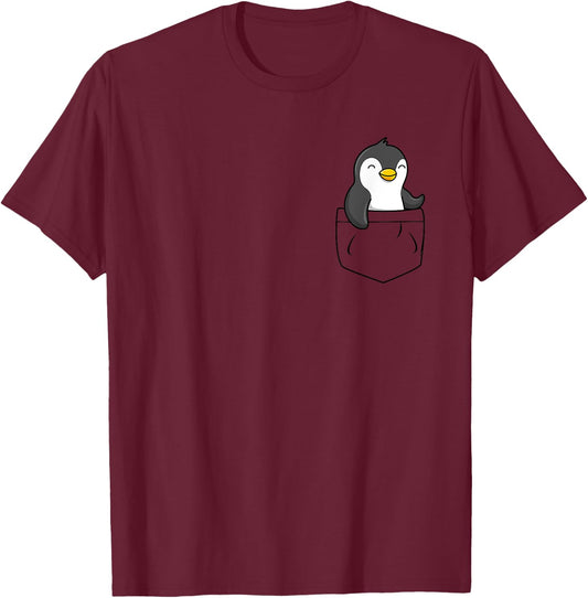 Penguin pocket - penguin T-Shirt - T-Shirt | Maroon